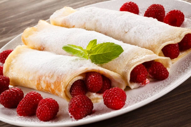Cheese Blintzes with Raspberry Sauce